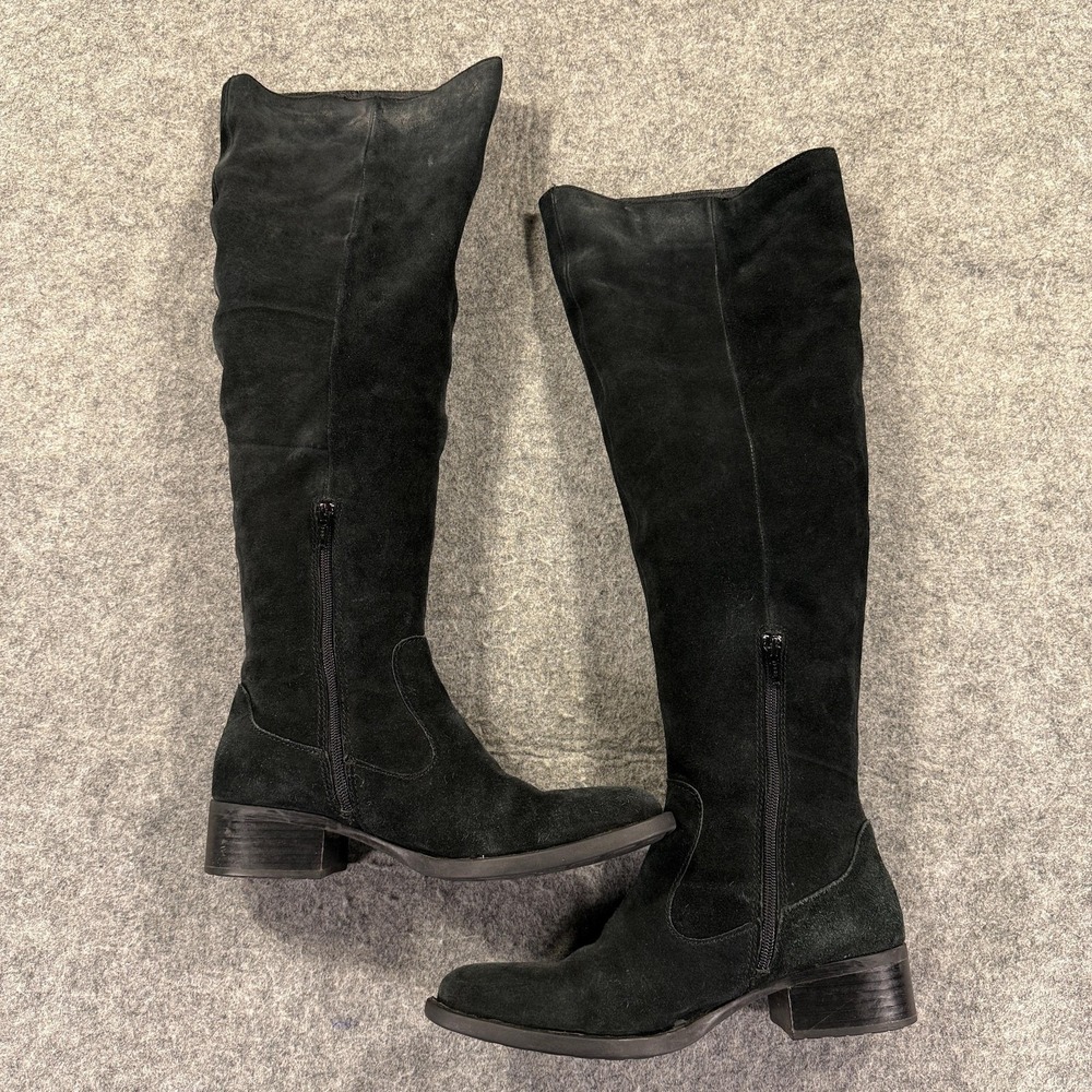 Born Boots Womens Size 8.5 Black Suede Over The Knee Riding Side Zip Boots - Picture 10 of 15